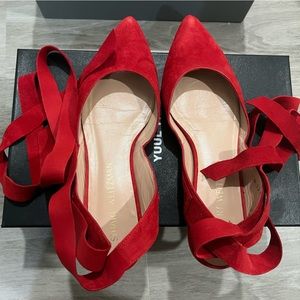 Stuart Weitzman red Lace up ballet flat